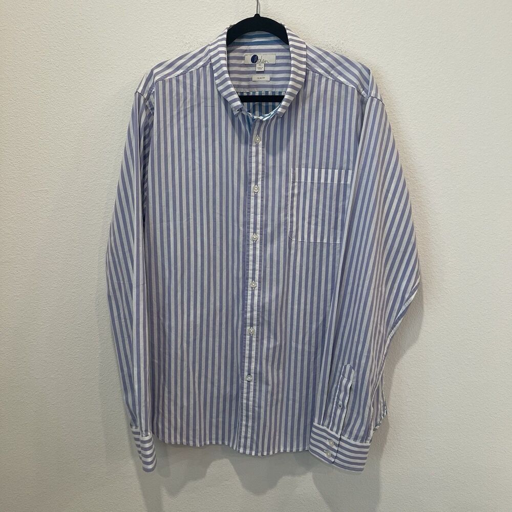 Boden Shirt Mens XL  Blue Stripe Slim Fit Long Sleeve Button Up Preppy Business